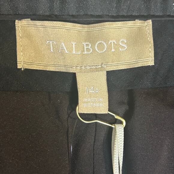 Talbots NWT Windsor dark brown black tweed wool wide leg trouser full length 14P - Picture 7 of 9